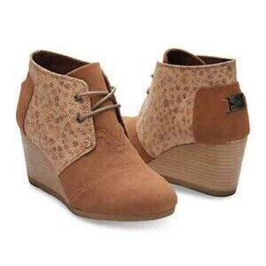 2 for $20 Toms Desert Wedge Bootie Brown Floral